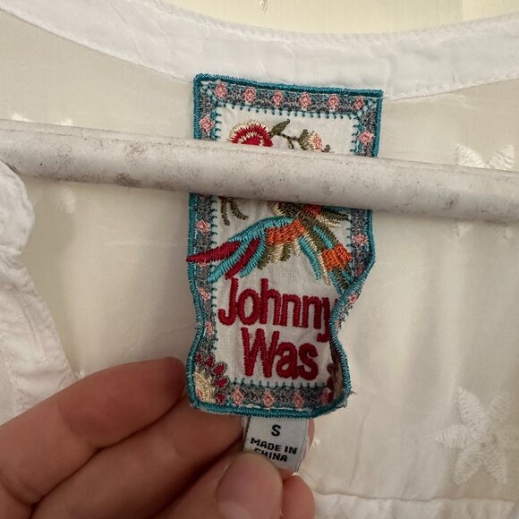 Johnny Was sheer white embroidered sleeveless blouse size S - Picture 4 of 4